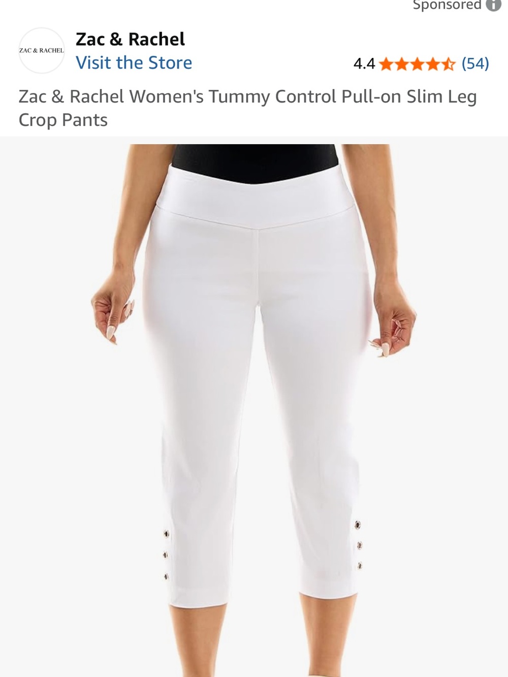 Zac & Rachel White Cropped Pants with Silver Button Hem - Picture 3 of 5